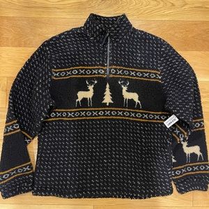 Old navy oversized patterned Sherpa quarter zip sweatshirt for men